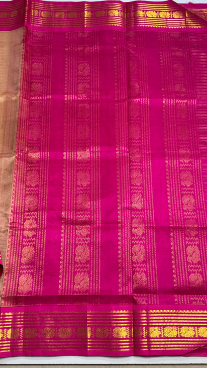 Zari Lines Pure Silk Cotton Saree with Korvai Border