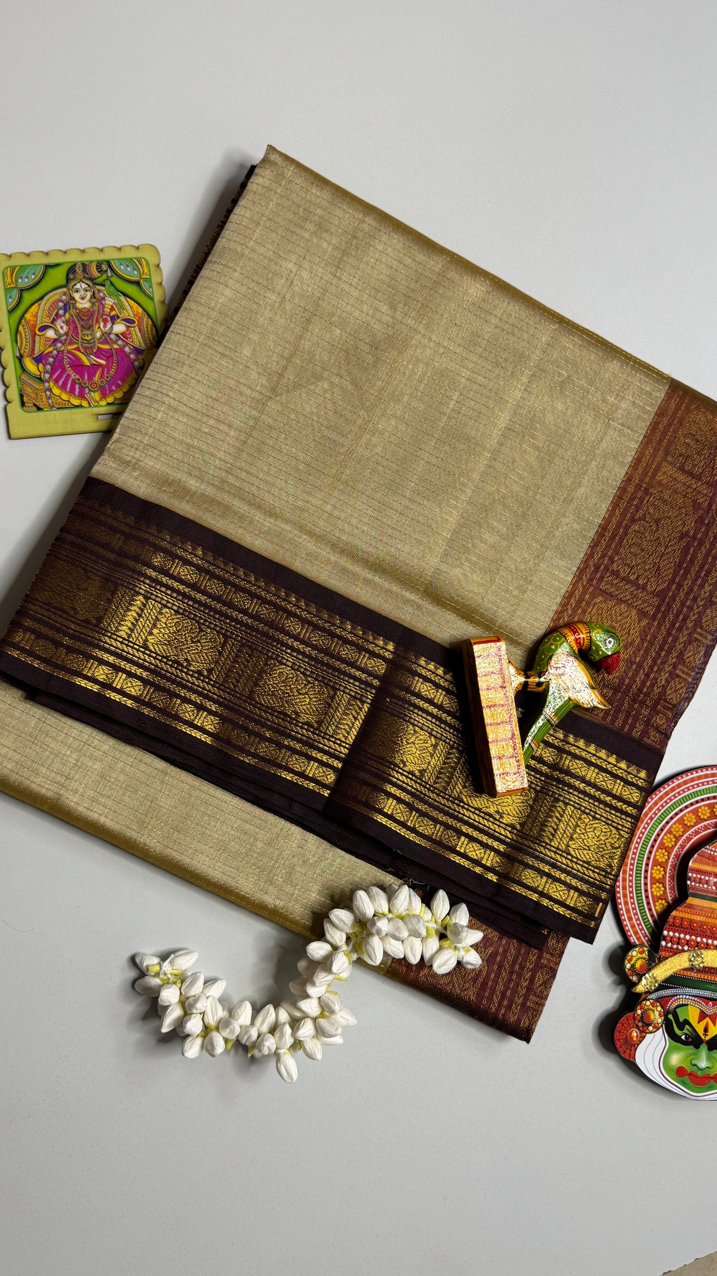 Vairoosi Pure Silk Cotton Saree with Korvai Border