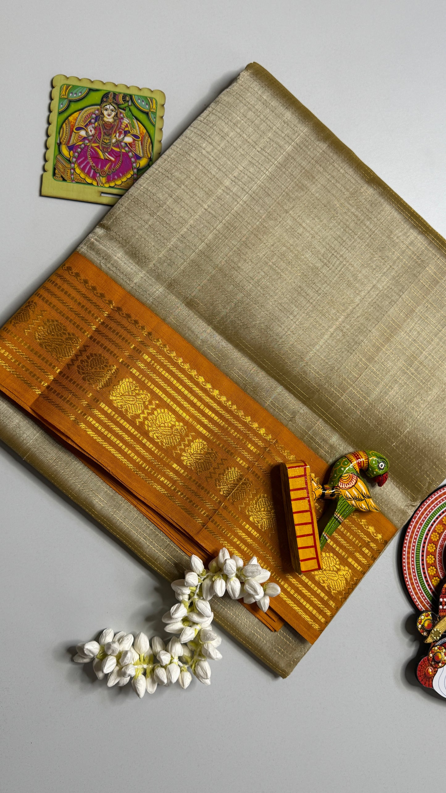 Vairoosi Pure Silk Cotton Saree with Korvai Border