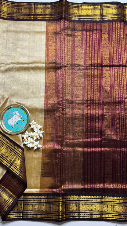 Vairoosi Pure Silk Cotton Saree with Korvai Border