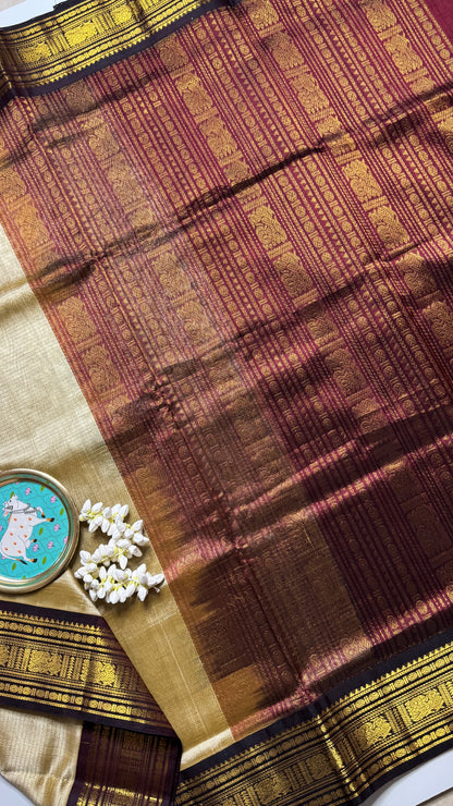 Vairoosi Pure Silk Cotton Saree with Korvai Border