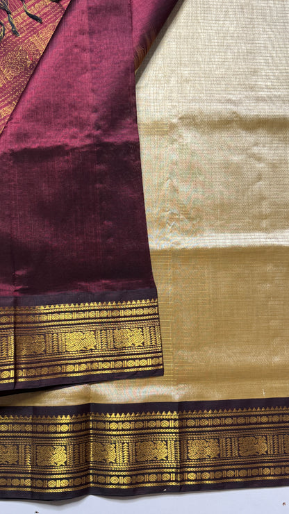 Vairoosi Pure Silk Cotton Saree with Korvai Border