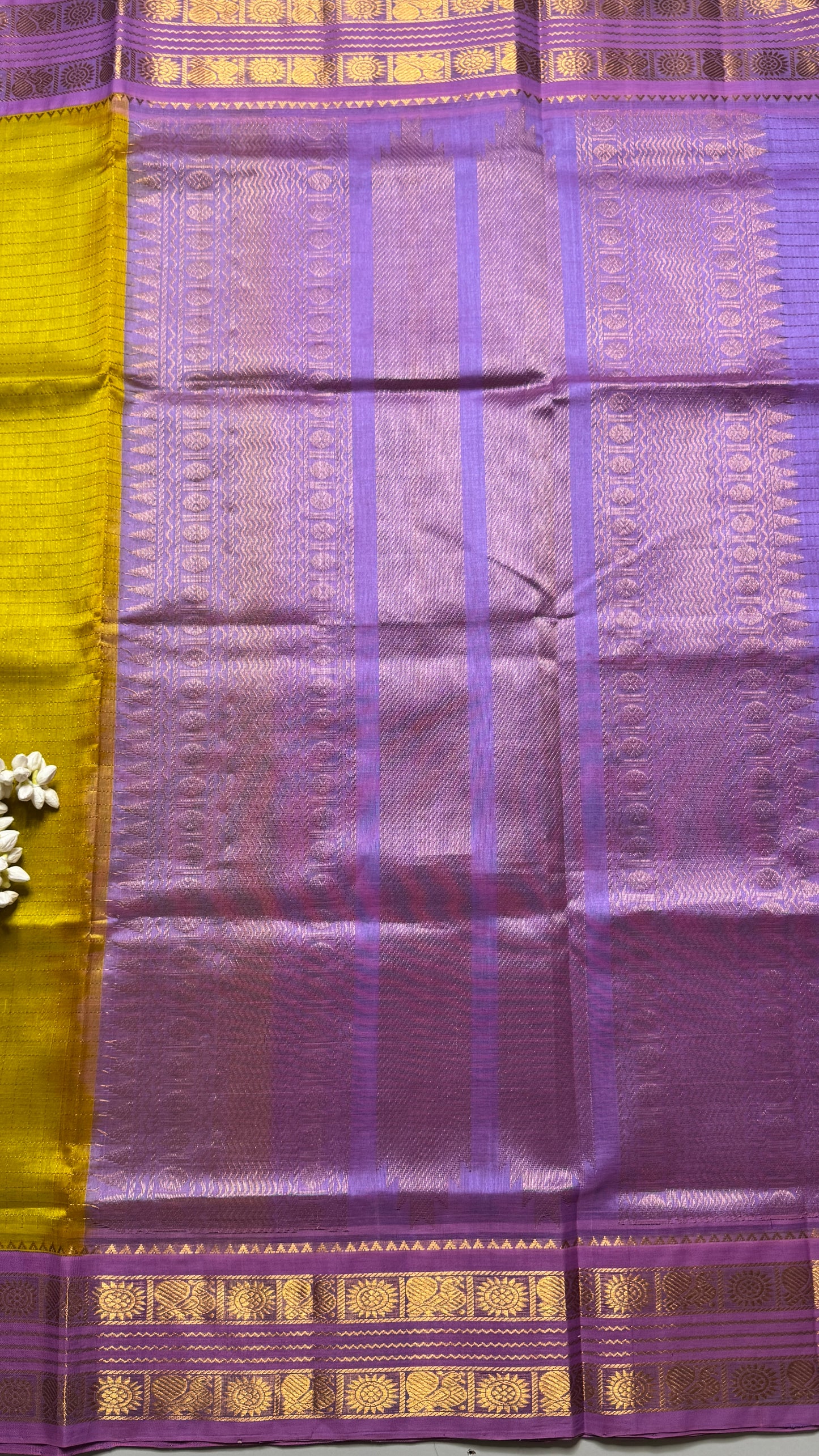 Zari Checks Pure Silk Cotton Saree with Korvai Border