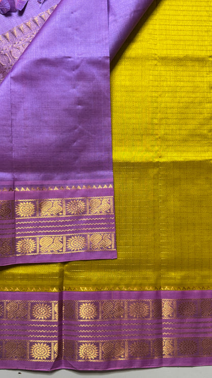 Zari Checks Pure Silk Cotton Saree with Korvai Border
