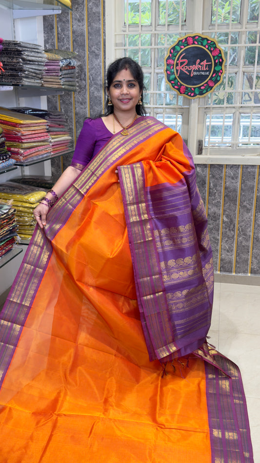 Plain Pure Silk Cotton Saree with Korvai Border