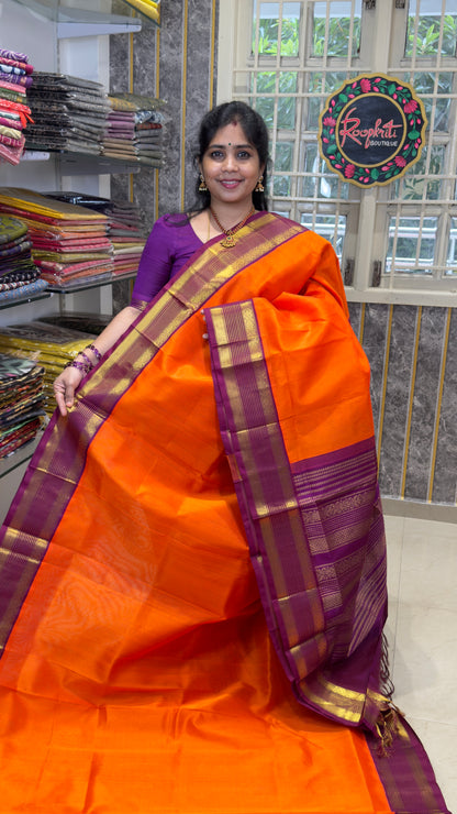 Plain Pure Silk Cotton Saree with Korvai Border