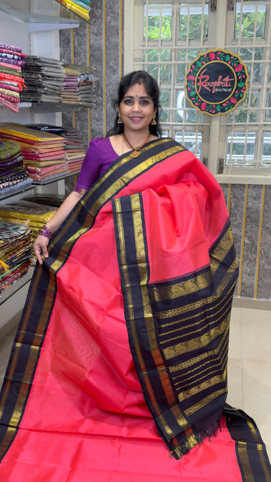 Plain Pure Silk Cotton Saree with Korvai Border