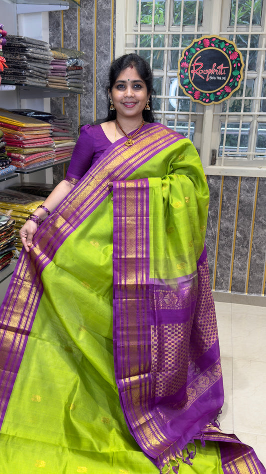 Pure Silk Cotton Saree with Korvai Borders