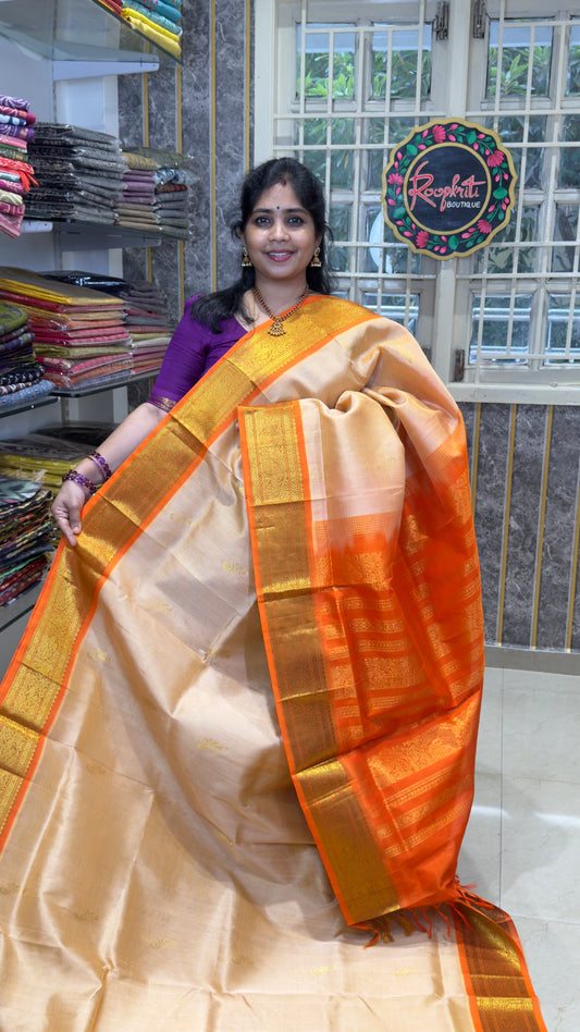 Buttas Pure Silk Cotton Saree with Korvai Borders