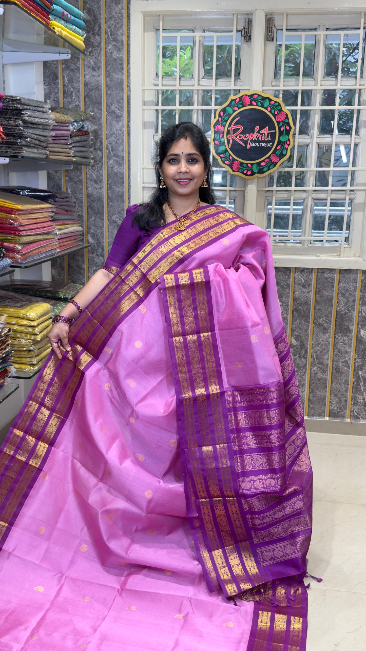 Pure Silk Cotton Saree with Korvai Borders