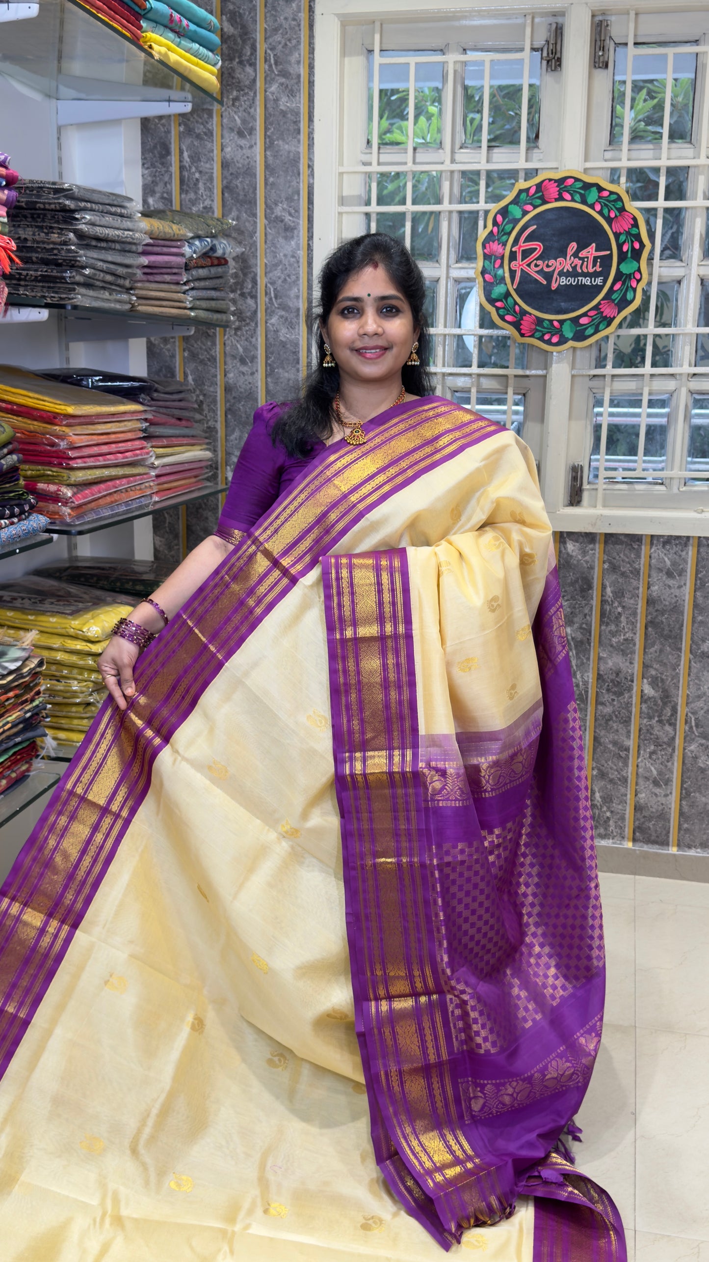 Pure Silk Cotton Saree with Korvai Borders