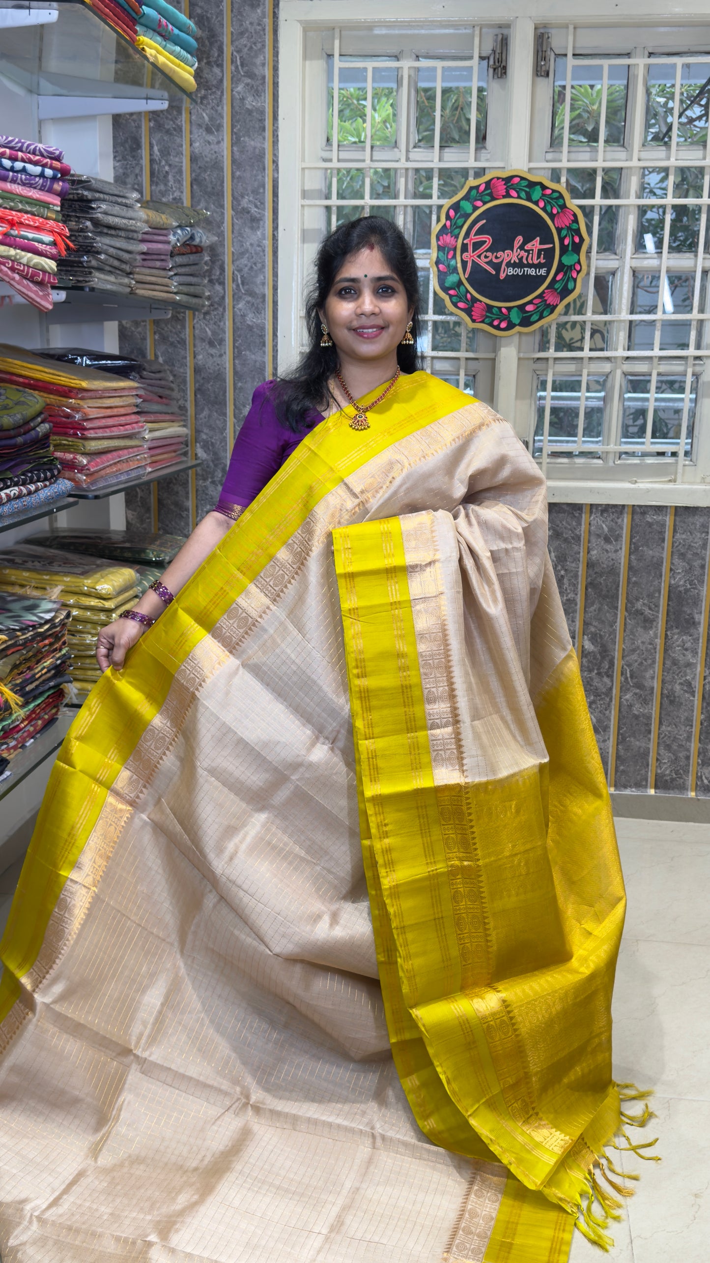 Pure Silk Cotton Saree with Korvai Borders