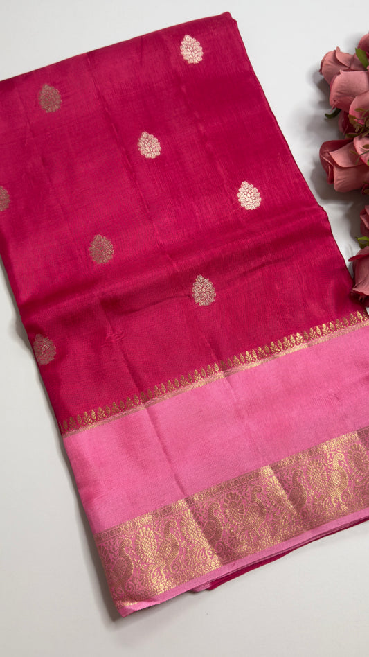 Semi Mysore Silk Saree with Gap Border