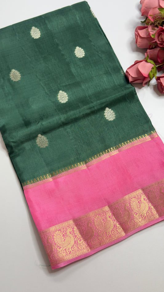 Semi Mysore Silk Saree with Gap Border