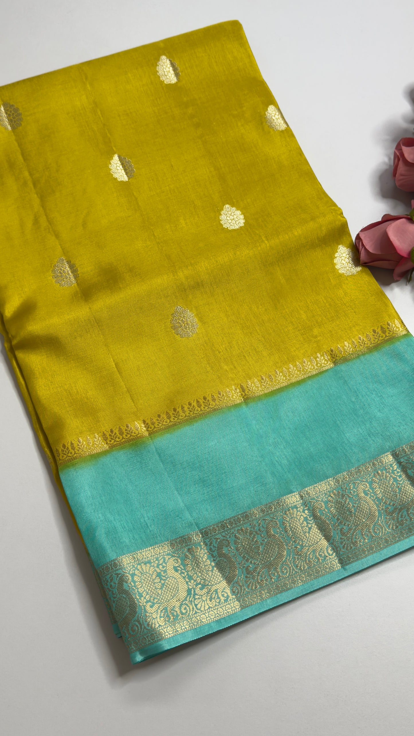 Semi Mysore Silk Saree with Gap Border