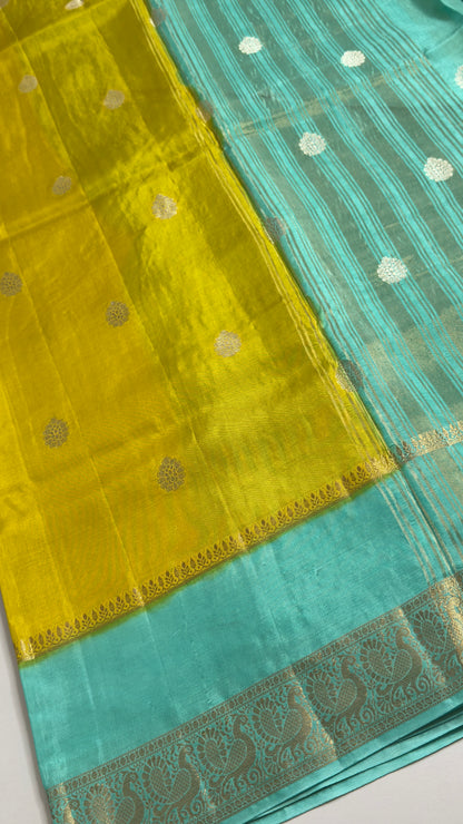 Semi Mysore Silk Saree with Gap Border