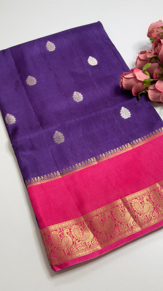Semi Mysore Silk Saree with Gap Border