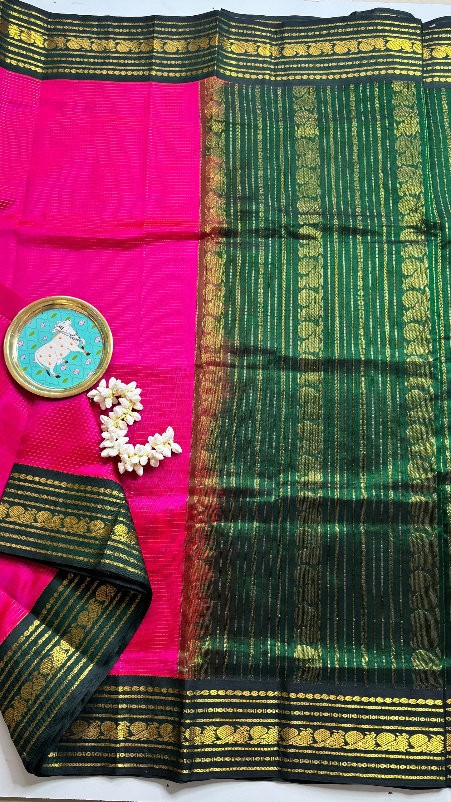 Vairoosi Pure Silk Cotton Saree with Korvai Border