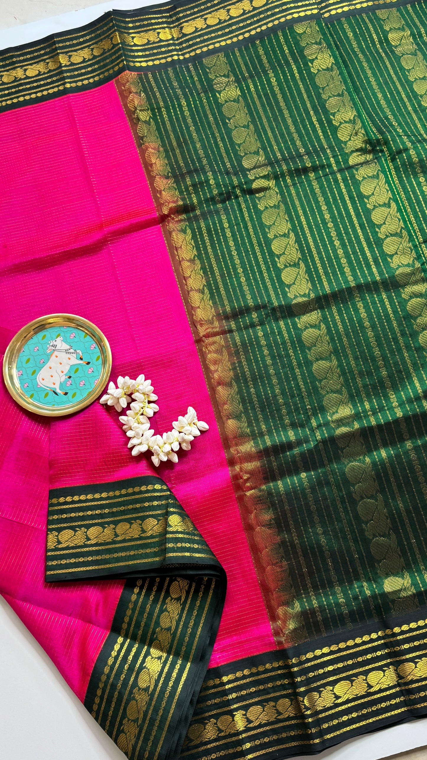 Vairoosi Pure Silk Cotton Saree with Korvai Border