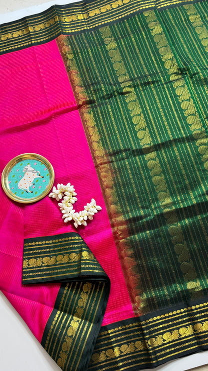 Vairoosi Pure Silk Cotton Saree with Korvai Border