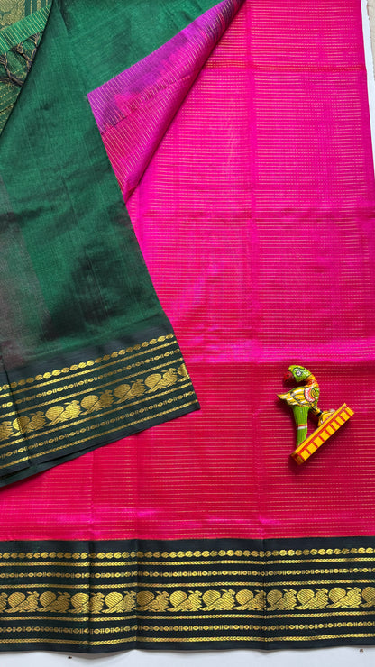 Vairoosi Pure Silk Cotton Saree with Korvai Border