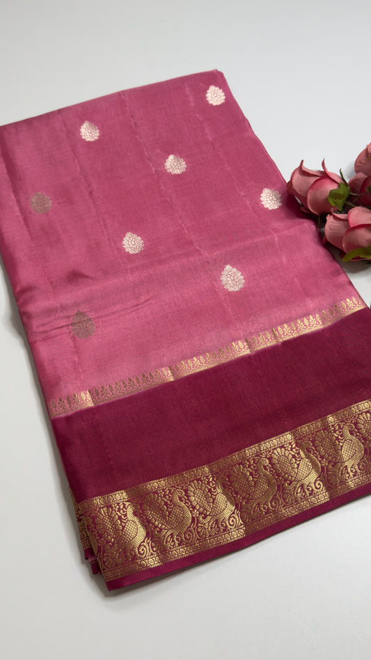 Semi Mysore Silk Saree with Gap Border