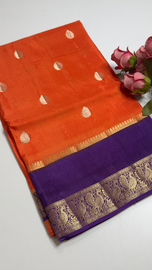 Semi Mysore Silk Saree with Gap Border