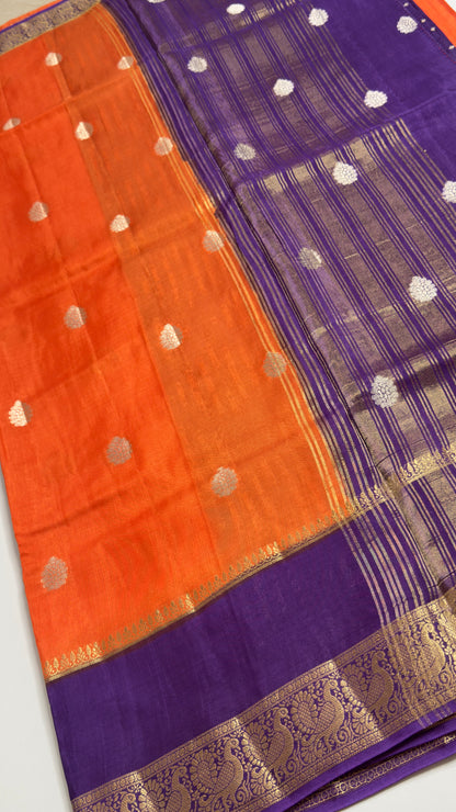 Semi Mysore Silk Saree with Gap Border