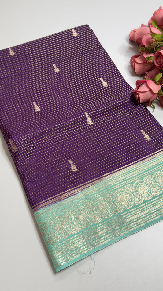 Vintage Style Semi Munga Crepe Saree