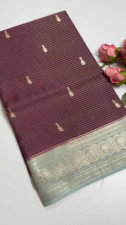 Vintage Style Semi Munga Crepe Saree