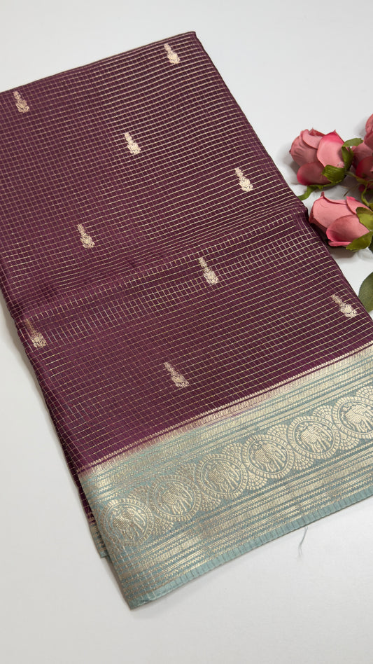 Vintage Style Semi Munga Crepe Saree