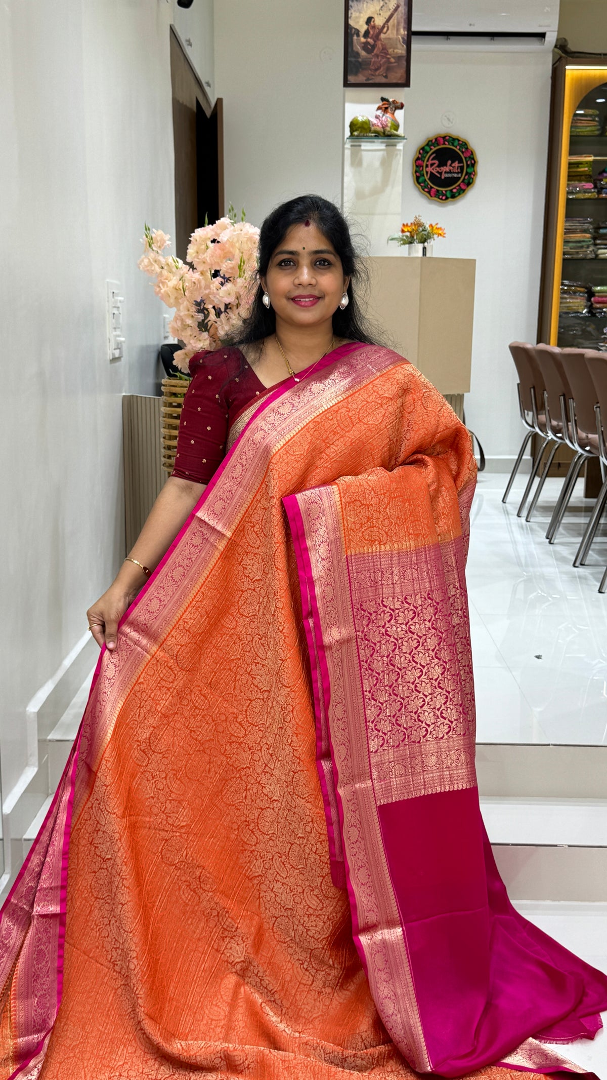 Banaras Wrinkle Geogrette Saree