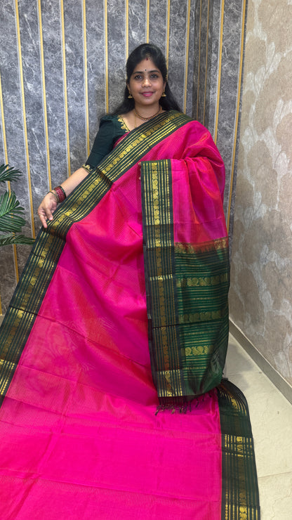 Vairoosi Pure Silk Cotton Saree with Korvai Border