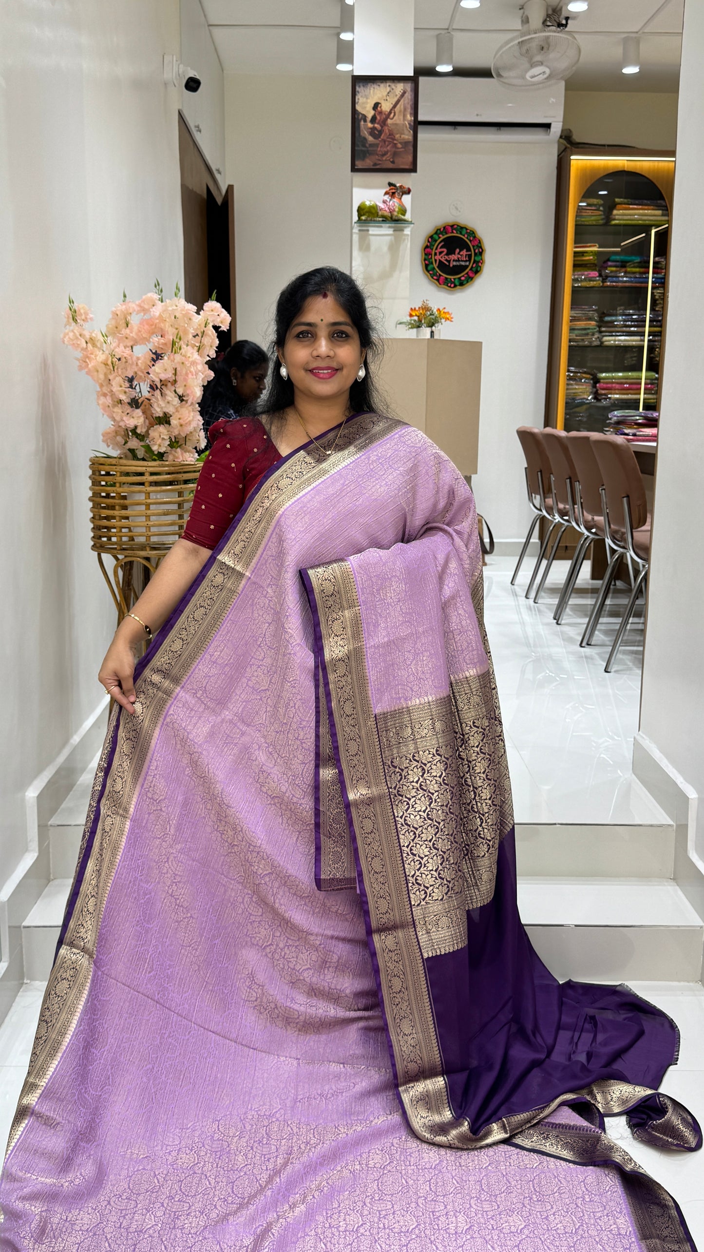 Banaras Wrinkle Geogrette Saree