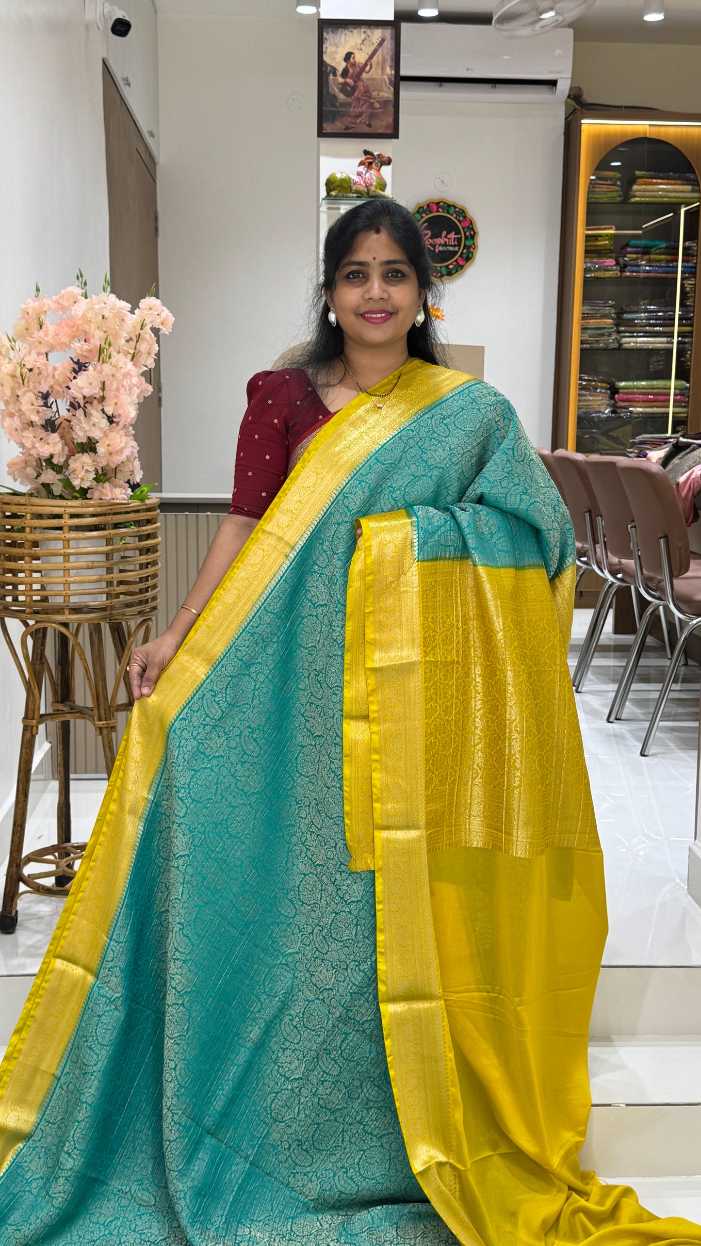 Banaras Wrinkle Geogrette Saree