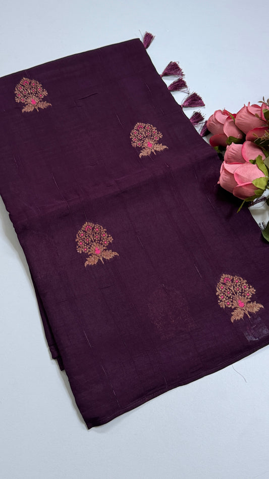 Borderless Semi Raw Silk Saree