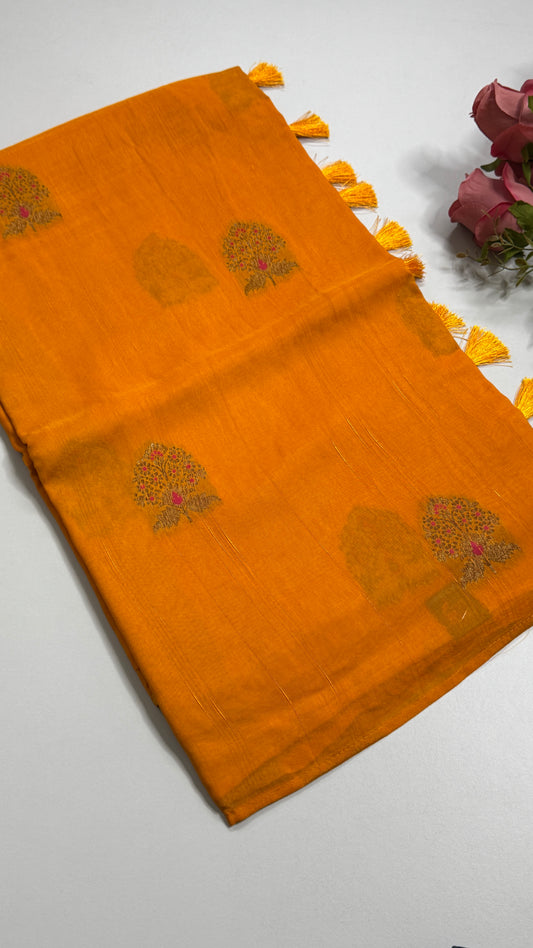 Borderless Semi Raw Silk Saree
