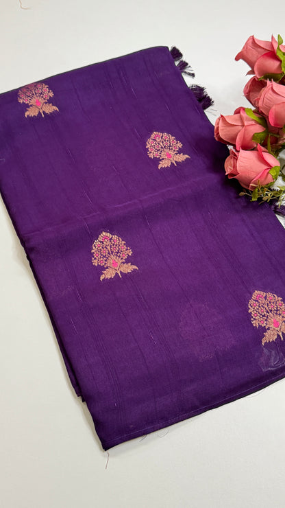 Borderless Semi Raw Silk Saree