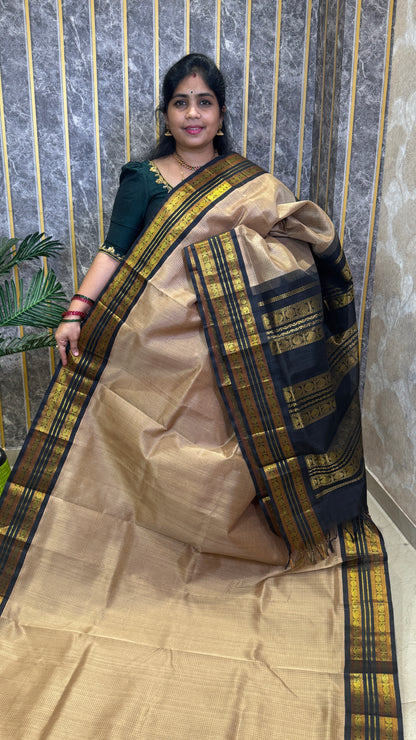 Thread Checks Pure Silk Cotton Saree with Korvai Border
