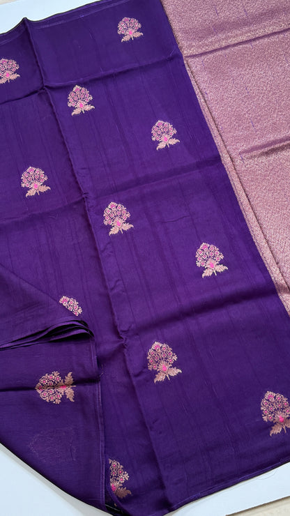 Borderless Semi Raw Silk Saree