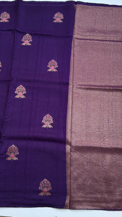 Borderless Semi Raw Silk Saree