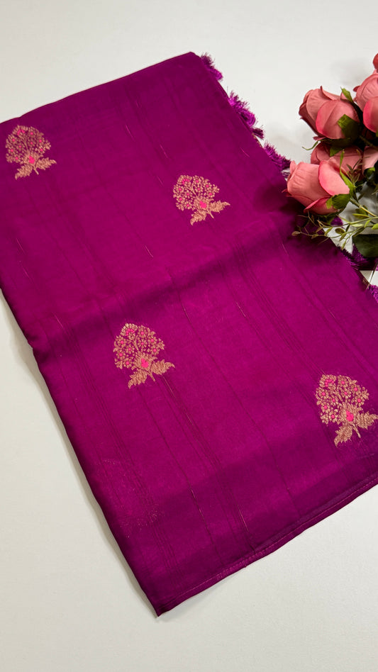 Borderless Semi Raw Silk Saree