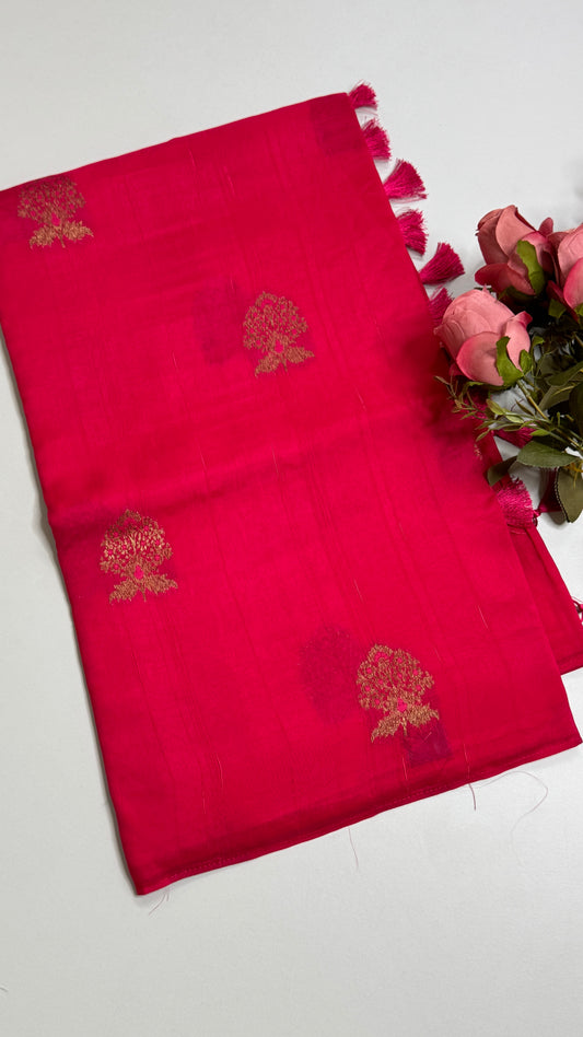 Borderless Semi Raw Silk Saree