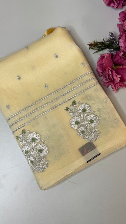 Tissue Organza Embroidery Saree
