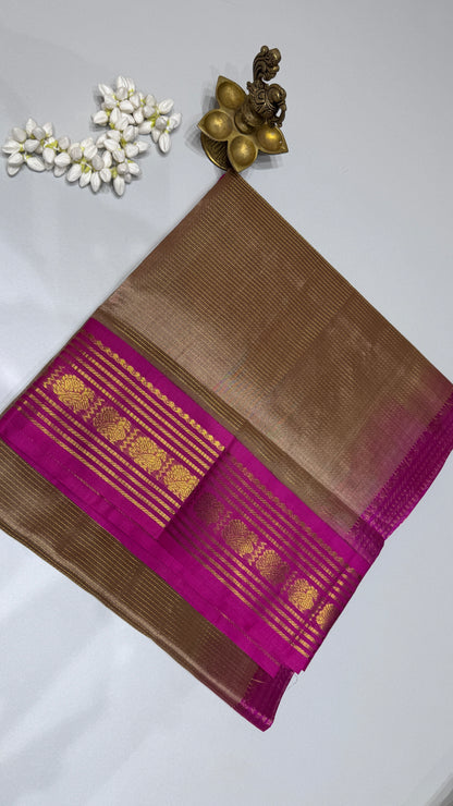 Vairoosi Pure Silk Cotton Saree with Korvai Border