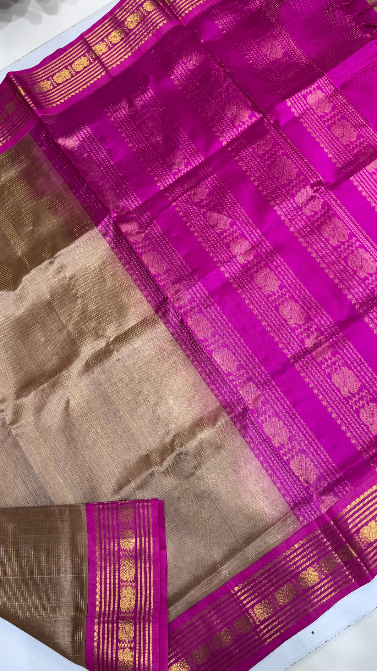Vairoosi Pure Silk Cotton Saree with Korvai Border
