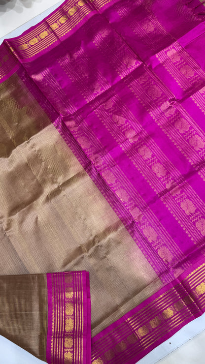 Vairoosi Pure Silk Cotton Saree with Korvai Border
