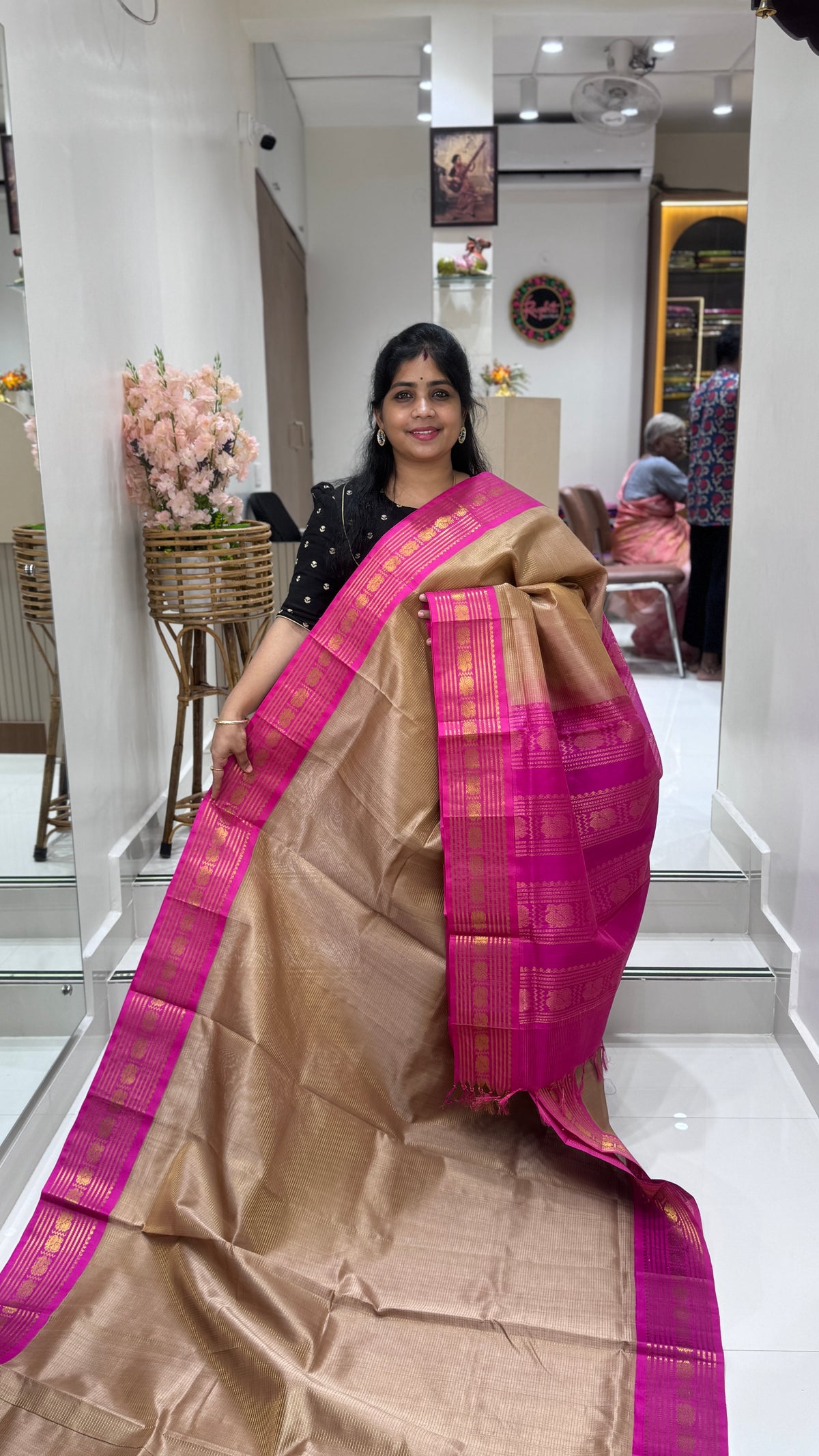 Vairoosi Pure Silk Cotton Saree with Korvai Border