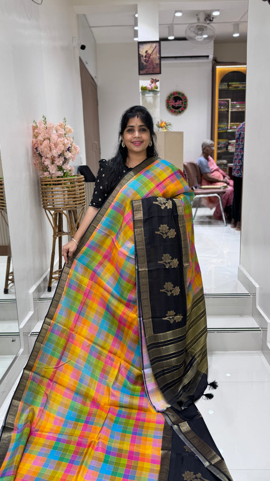 Multi Checks Banaras Tissue Silk Saree