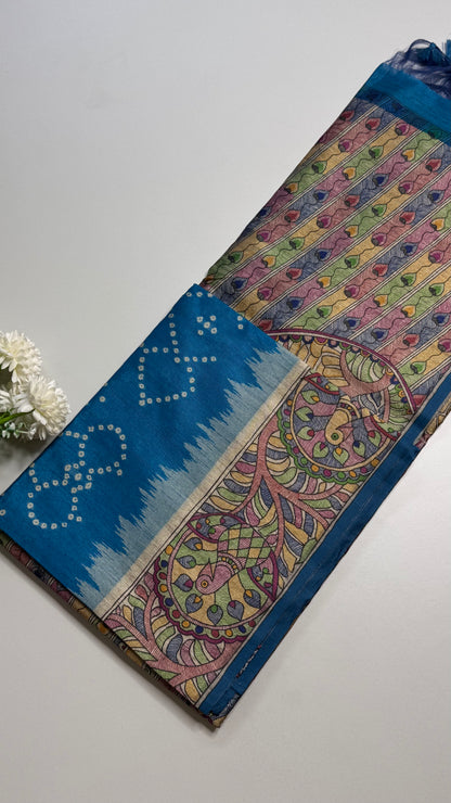 Madhubani x Bandhani Fusion Saree